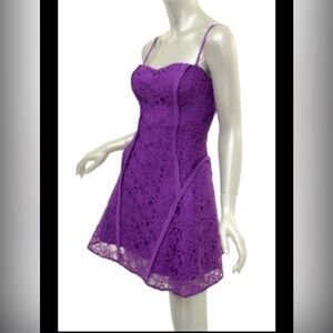 Aidan Mattox Strapless Sweetheart Lace Purple Cocktail Dress